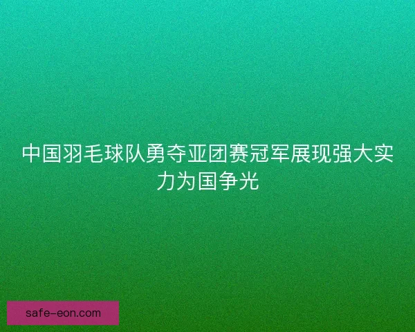 中国羽毛球队勇夺亚团赛冠军展现强大实力为国争光