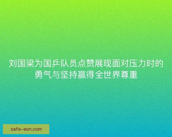 刘国梁为国乒队员点赞展现面对压力时的勇气与坚持赢得全世界尊重
